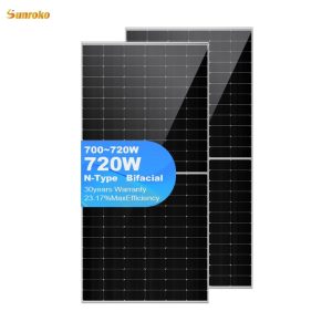 Monocrystalline Bifacial Solar Panel 700–720W – Grade A Certification