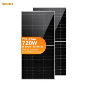 Bifacial Monocrystalline Solar Panel 700–720W – PERC Tech, Black Frame