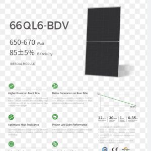 Jinko Solar Tiger Neo III JKM650-670N-66QL6-BDV 670W Bifacial Solar Panel