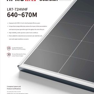 LONGi Hi-MO X10 Guardian LR7-72HVHF 670W Monocrystalline Solar Panel
